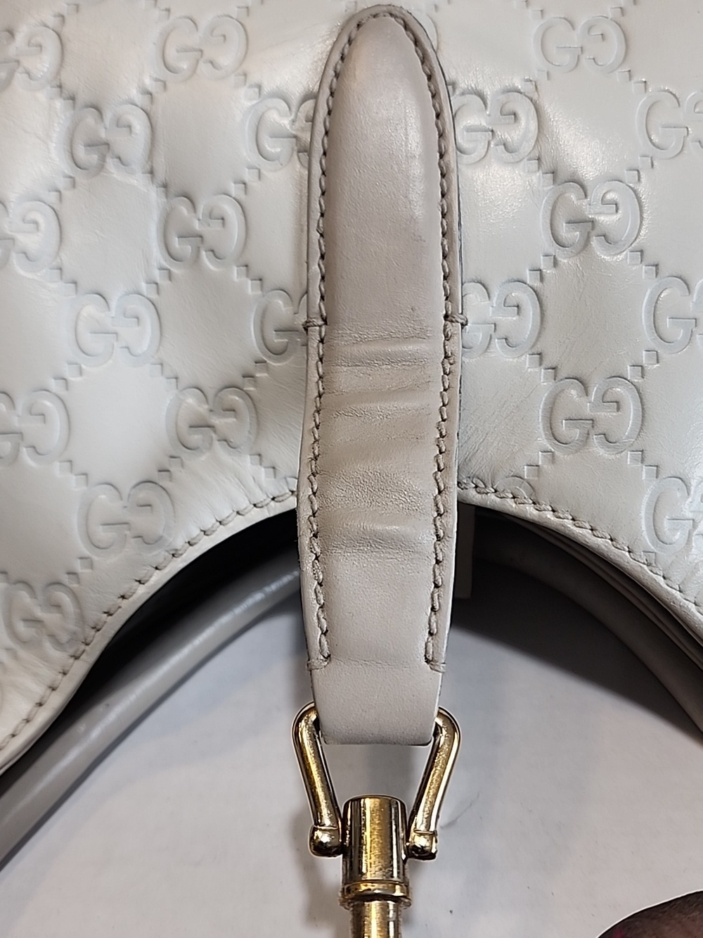 GUCCI Guccissima Vintage White Leather Jackie Bardot Shoulder Bag - Picture 14 of 15